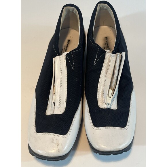 Walter Genuin Linea Stretch Golf Shoes Size 6 Black White  Zip Up Made In Italy - Picture 2 of 11